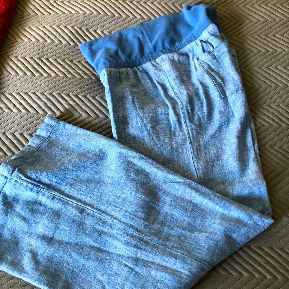 Linen blend high waist pants - Picture 1 of 4